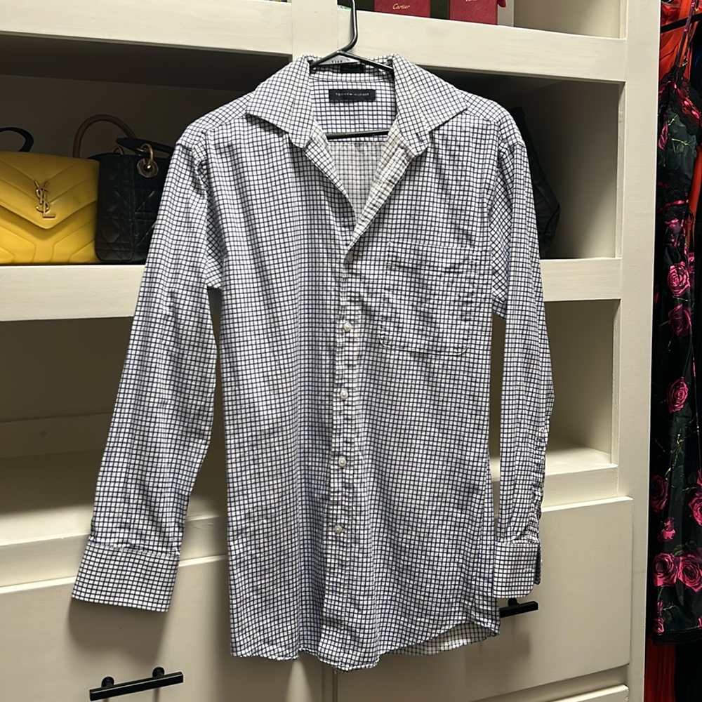 Blue and white dress shirt